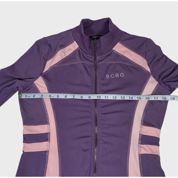 BCBG Maxazria Womens Jacket M Purple Pink Stripe Athletic Track Full Zip Active - Picture 6 of 10
